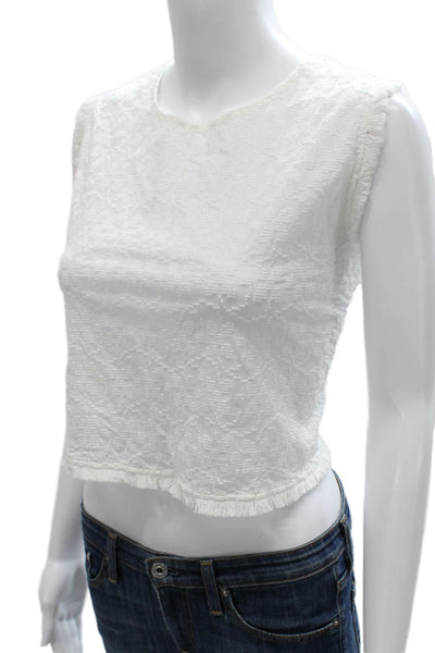 Mademoiselle Hortense Saint Barth Women Cropped Blouse White Cotton Size L