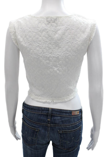 Mademoiselle Hortense Saint Barth Women Cropped Blouse White Cotton Size L