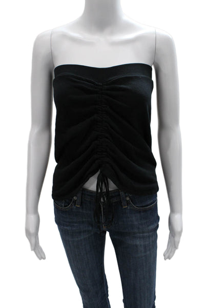 LNA Women Cropped Strapless Tank Black Cotton Sleeveless Summer Size XS