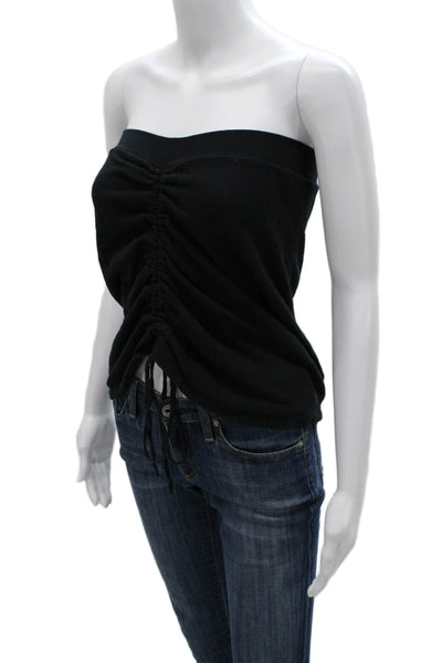 LNA Women Cropped Strapless Tank Black Cotton Sleeveless Summer Size XS
