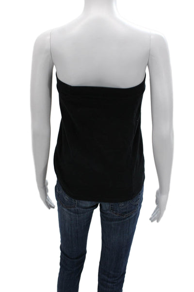 LNA Women Cropped Strapless Tank Black Cotton Sleeveless Summer Size XS