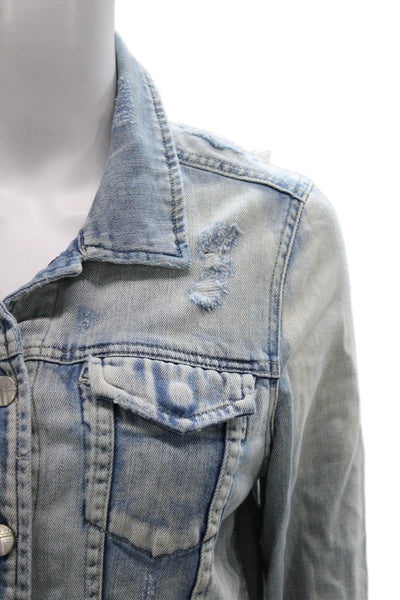 Tractr Womens Basic Jacket Blue Cotton Button Long Sleeve Size M