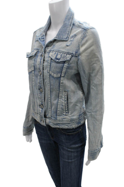 Tractr Womens Basic Jacket Blue Cotton Button Long Sleeve Size M