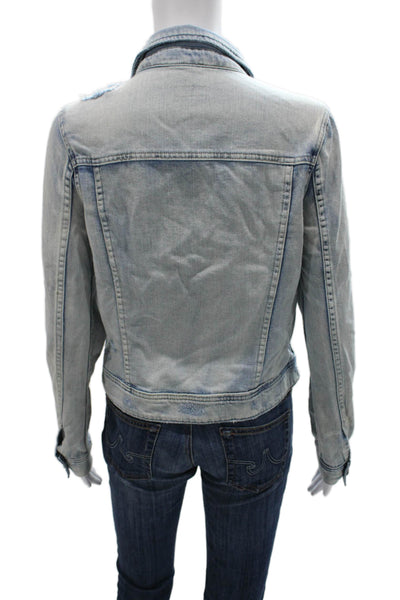 Tractr Womens Basic Jacket Blue Cotton Button Long Sleeve Size M