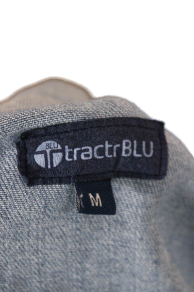Tractr Womens Basic Jacket Blue Cotton Button Long Sleeve Size M