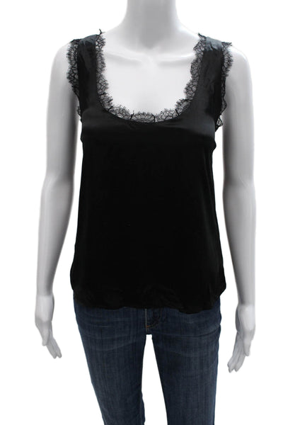 Cami NYC Women Silk Scoop Neck Sleeveless Tank Black Size L