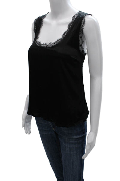 Cami NYC Women Silk Scoop Neck Sleeveless Tank Black Size L