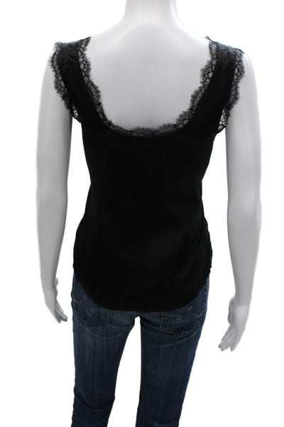 Cami NYC Women Silk Scoop Neck Sleeveless Tank Black Size L