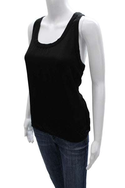 Nation LTD Women Basic Black Viscose Scoop Neck Tank Size L