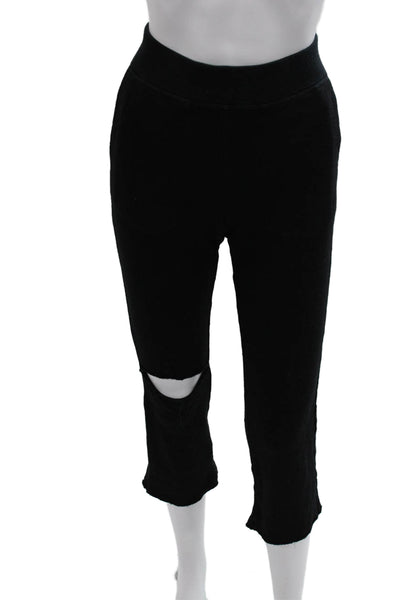 Philanthropy Womens Capri Pants Black Cotton Pull On Inseam 25 Size M
