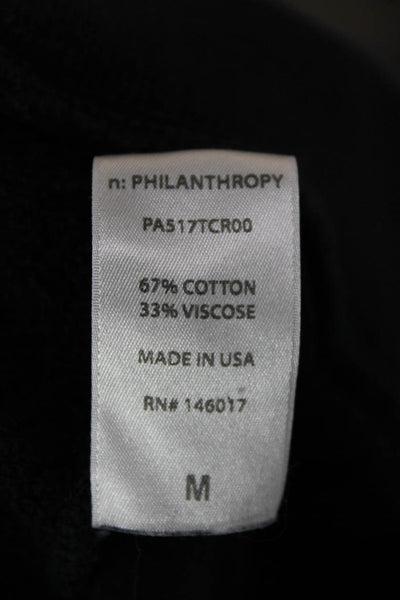 Philanthropy Womens Capri Pants Black Cotton Pull On Inseam 25 Size M