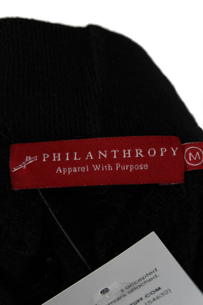 Philanthropy Womens Capri Pants Black Cotton Pull On Inseam 25 Size M