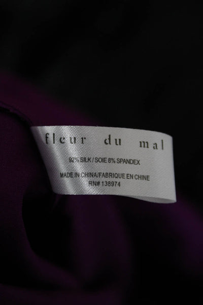 Fleur du Mal Women Romper Purple Silk V-Neck Sleeveless Pullover Size L