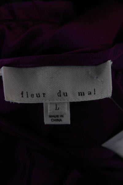Fleur du Mal Women Romper Purple Silk V-Neck Sleeveless Pullover Size L