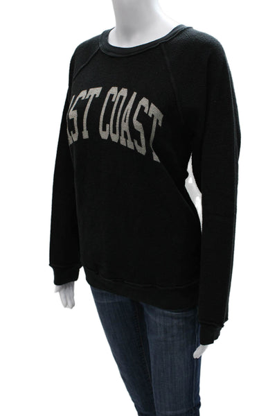 Retro Brand Women Black Cotton Crew Neck Pullover Long Sleeve Size S