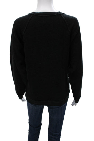 Retro Brand Women Black Cotton Crew Neck Pullover Long Sleeve Size S