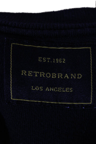 Retro Brand Women Black Cotton Crew Neck Pullover Long Sleeve Size S