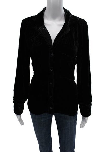 McGuire Womens Collared Black Rayon Button-Up Long Sleeve Basic Size L