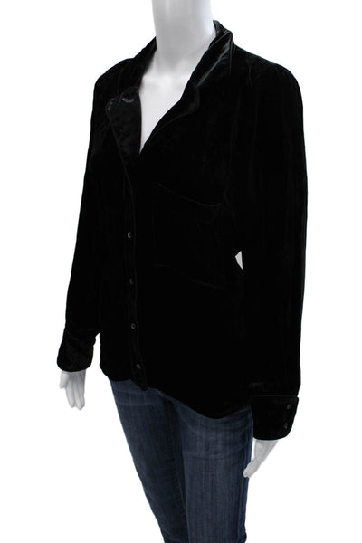 McGuire Womens Collared Black Rayon Button-Up Long Sleeve Basic Size L