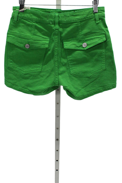 Amo Womens Cargo Shorts Green Button Cotton Lyocell Blend Size 27