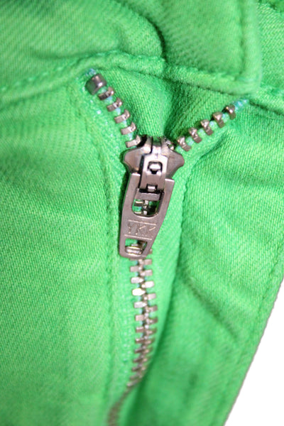 Amo Womens Cargo Shorts Green Button Cotton Lyocell Blend Size 27