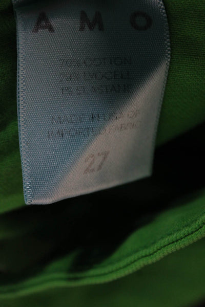 Amo Womens Cargo Shorts Green Button Cotton Lyocell Blend Size 27