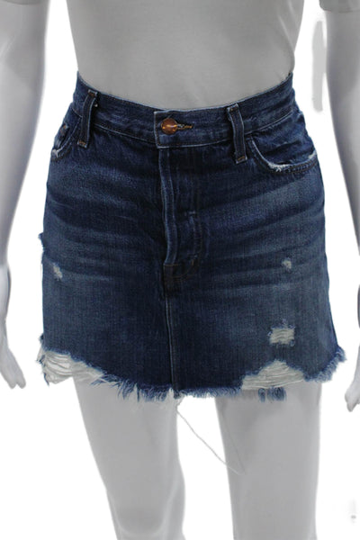 J Brand Women A-Line Cotton Blue Button Short Skirt Size 27