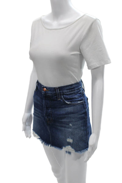 J Brand Women A-Line Cotton Blue Button Short Skirt Size 27