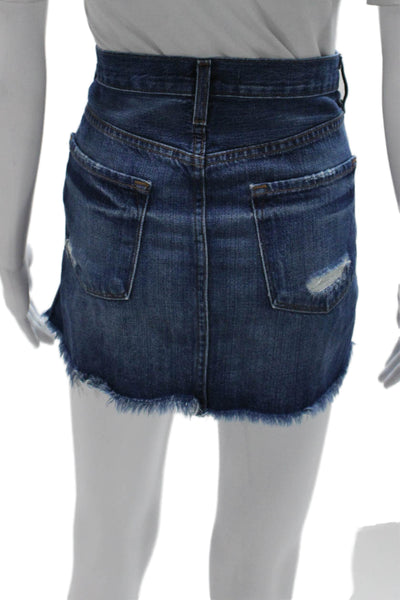 J Brand Women A-Line Cotton Blue Button Short Skirt Size 27