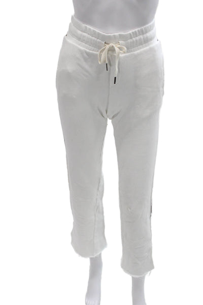 NSF Womens Jogger Pants White Cotton Striped Drawstring Inseam 26 Size M