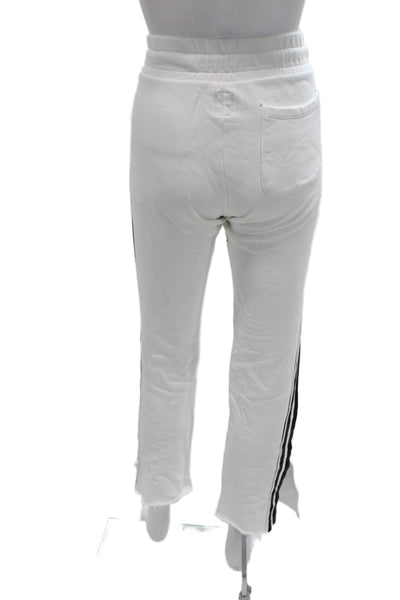 NSF Womens Jogger Pants White Cotton Striped Drawstring Inseam 26 Size M