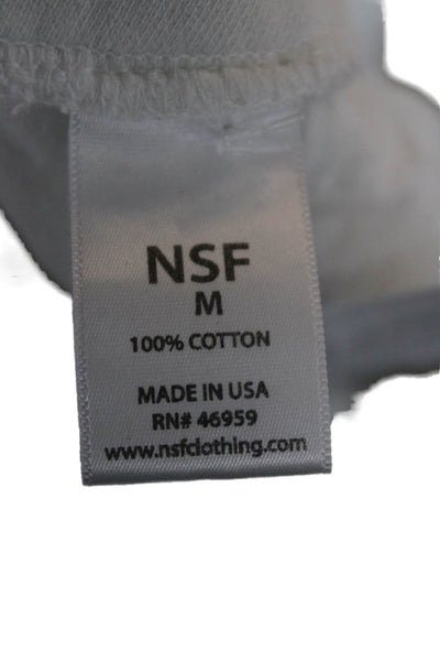 NSF Womens Jogger Pants White Cotton Striped Drawstring Inseam 26 Size M