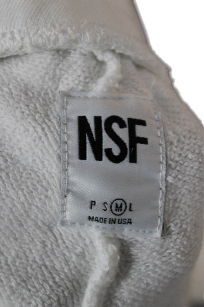 NSF Womens Jogger Pants White Cotton Striped Drawstring Inseam 26 Size M