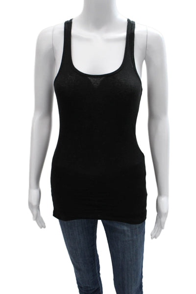 LNA Women Black Cotton Scoop Neck Basic Tank Sleeveless Size L