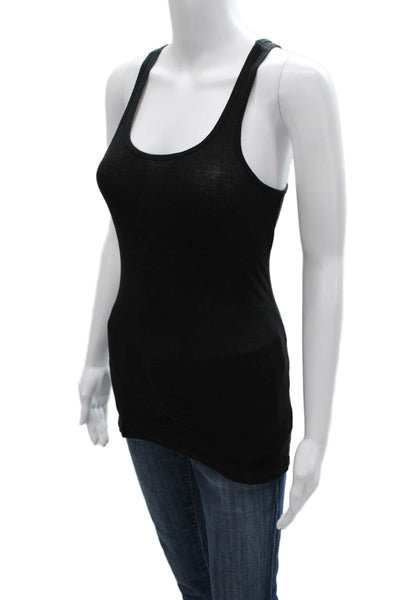 LNA Women Black Cotton Scoop Neck Basic Tank Sleeveless Size L