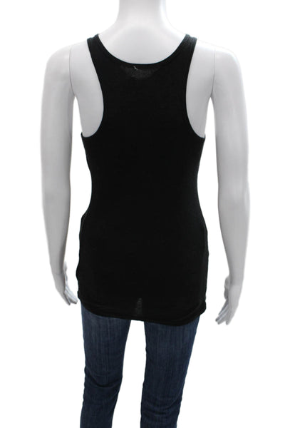 LNA Women Black Cotton Scoop Neck Basic Tank Sleeveless Size L