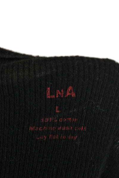 LNA Women Black Cotton Scoop Neck Basic Tank Sleeveless Size L