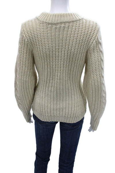 Zara Women Pullover Sweater Long Sleeve Crew Neck Ivory Polyester Size M