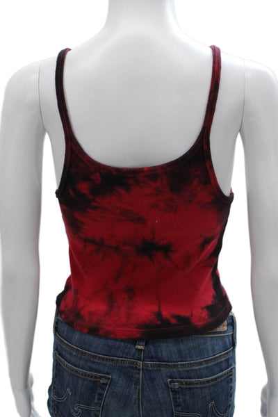 I Am Gia Women Cropped Tie Dye Cotton Tank Scoop Neck Sleeveless Red Size S