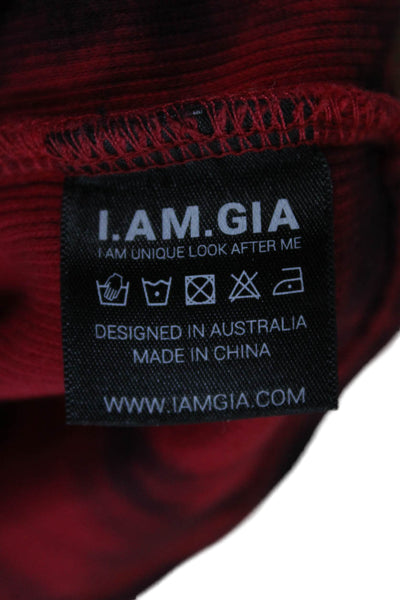 I Am Gia Women Cropped Tie Dye Cotton Tank Scoop Neck Sleeveless Red Size S