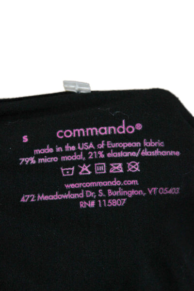 Commando Women Cropped V-Neck Black Micro Modal Blouse Long Sleeve Size S