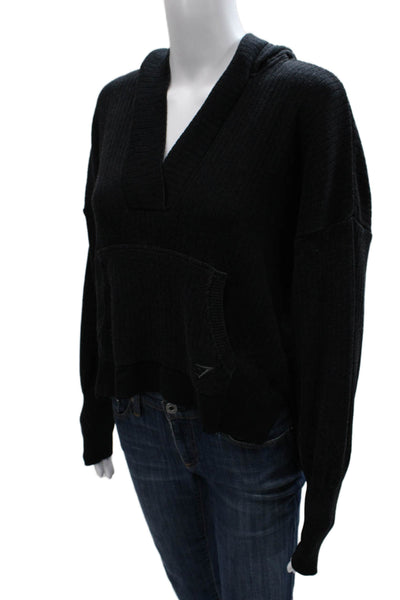 GYMSHARK Womens Pullover Sweater Black V-Neck Long Sleeve Size S