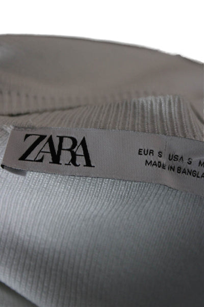 Zara Women Cropped Sleeveless Tank White Viscose Crew Neck Size S