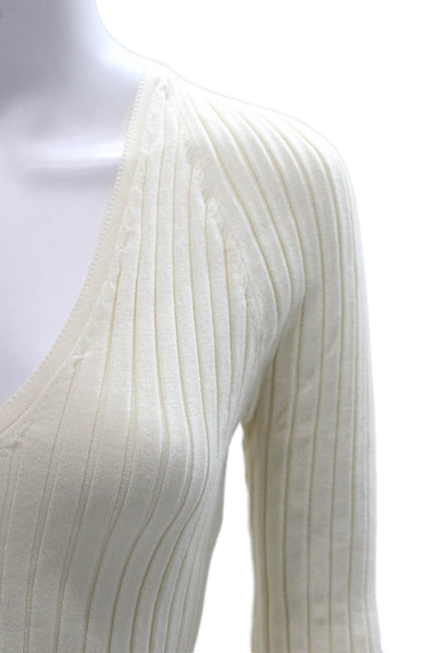 Zara Women V-Neck Viscose Pullover Long Sleeve Ivory Size M