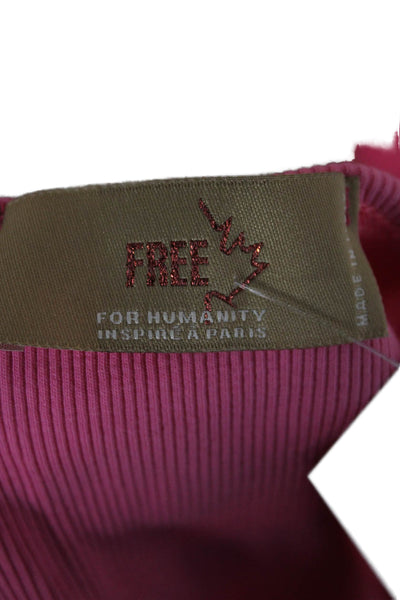 Free For Humanity Women Cropped Sleeveless Tank Pink Round Neck Size S