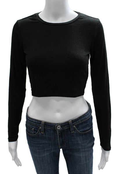 Z Supply Womens Black Rayon Long Sleeve Crew Neck Basic T-Shirt Size XS