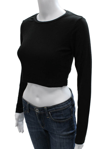 Z Supply Womens Black Rayon Long Sleeve Crew Neck Basic T-Shirt Size XS