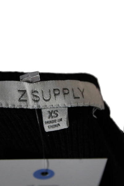 Z Supply Womens Black Rayon Long Sleeve Crew Neck Basic T-Shirt Size XS