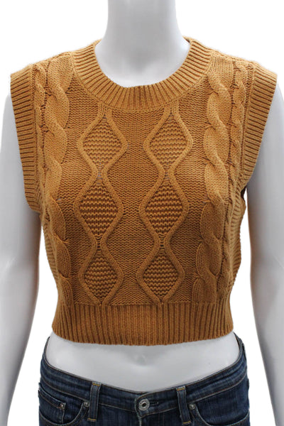 525 Womens Orange Cotton Geometric Crewneck Sleeveless Sweater Vest Size XS