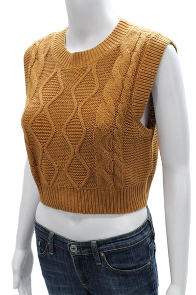 525 Womens Orange Cotton Geometric Crewneck Sleeveless Sweater Vest Size XS